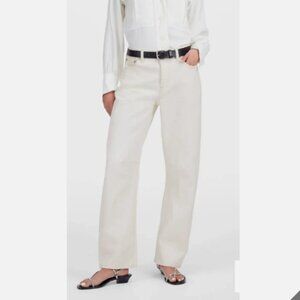 Madewell The Darted Barrel-Leg Jean Womens Size 25 NS123 White Wide Leg Canvas